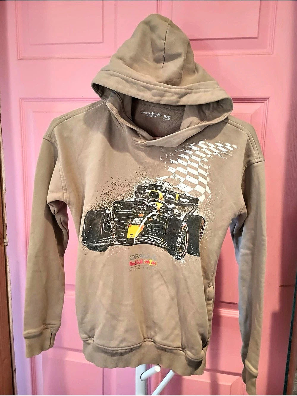 Abercrombie kids Oracle Red Bull Racing Graphic pullover Hoodie 11/12 tan